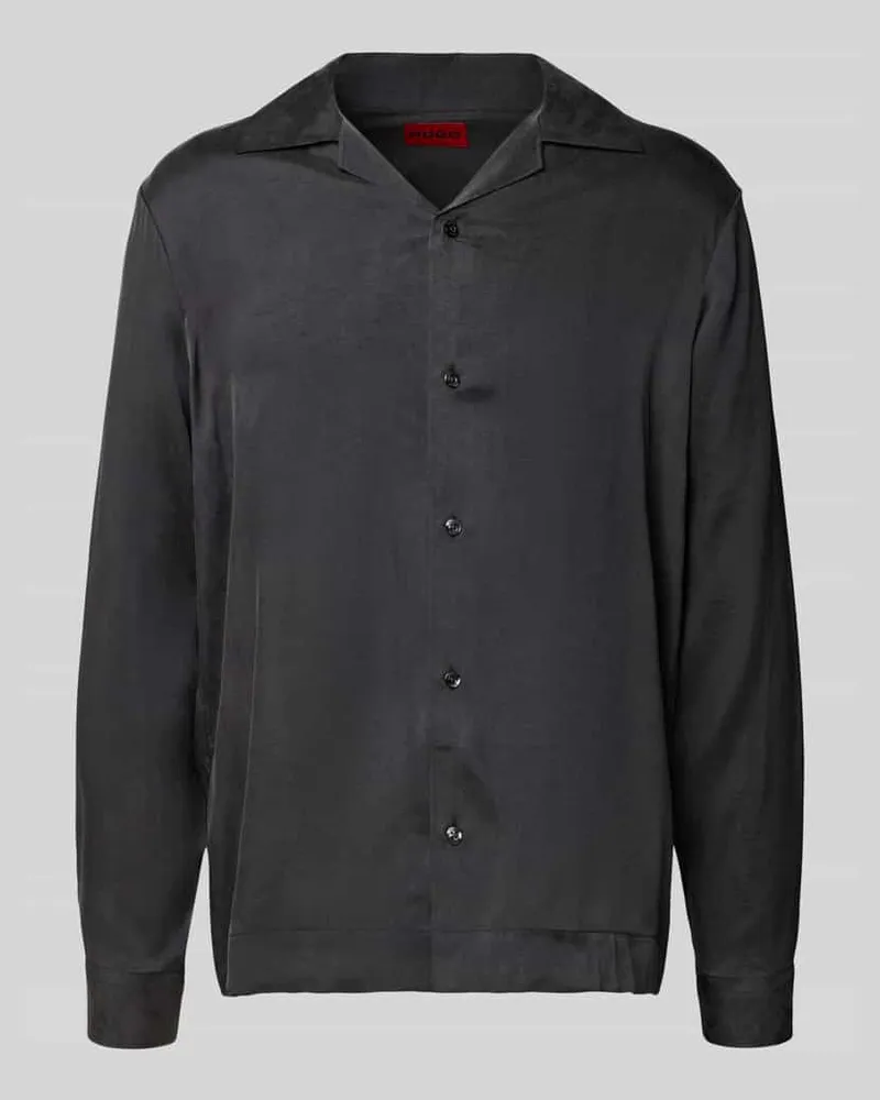 HUGO BOSS Relaxed Fit Freizeithemd mit Reverskragen Modell 'Espinone Black