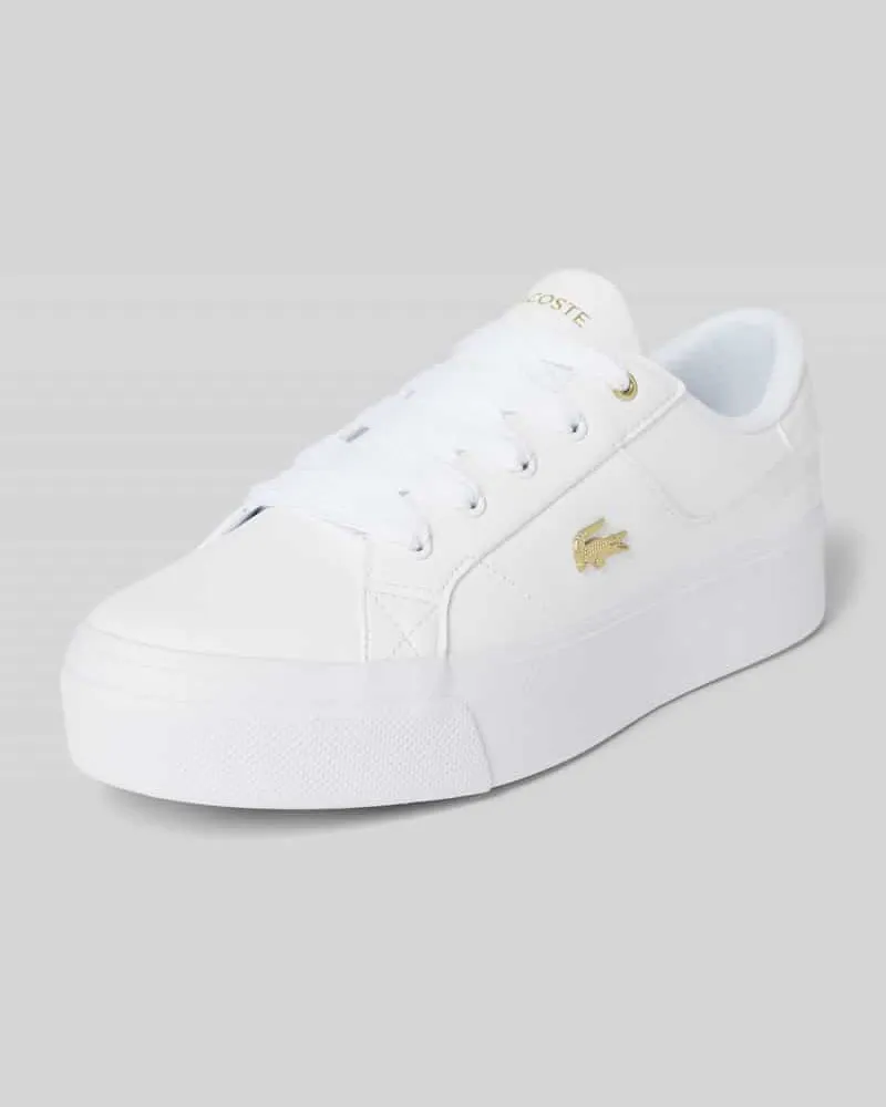Lacoste Ledersneaker mit Plateausohle Modell 'ZIANE Weiss