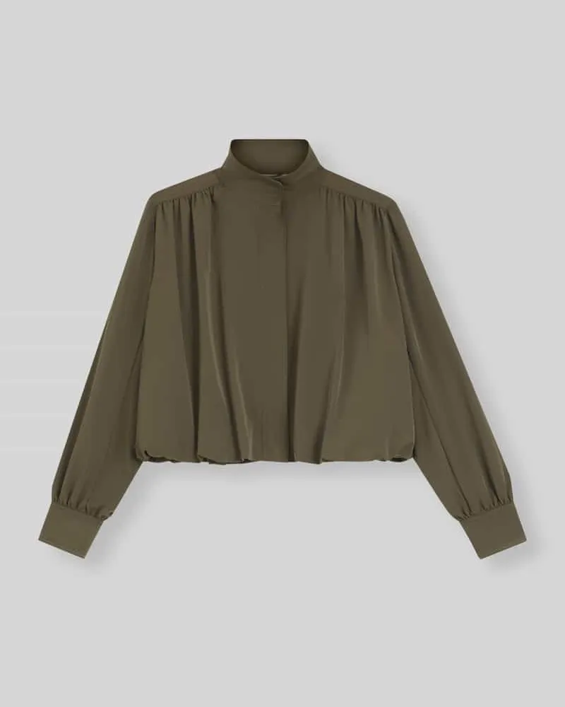 HUGO BOSS Relaxed Fit Blouson aus Viskose-Mix mit Ballonsaum Oliv