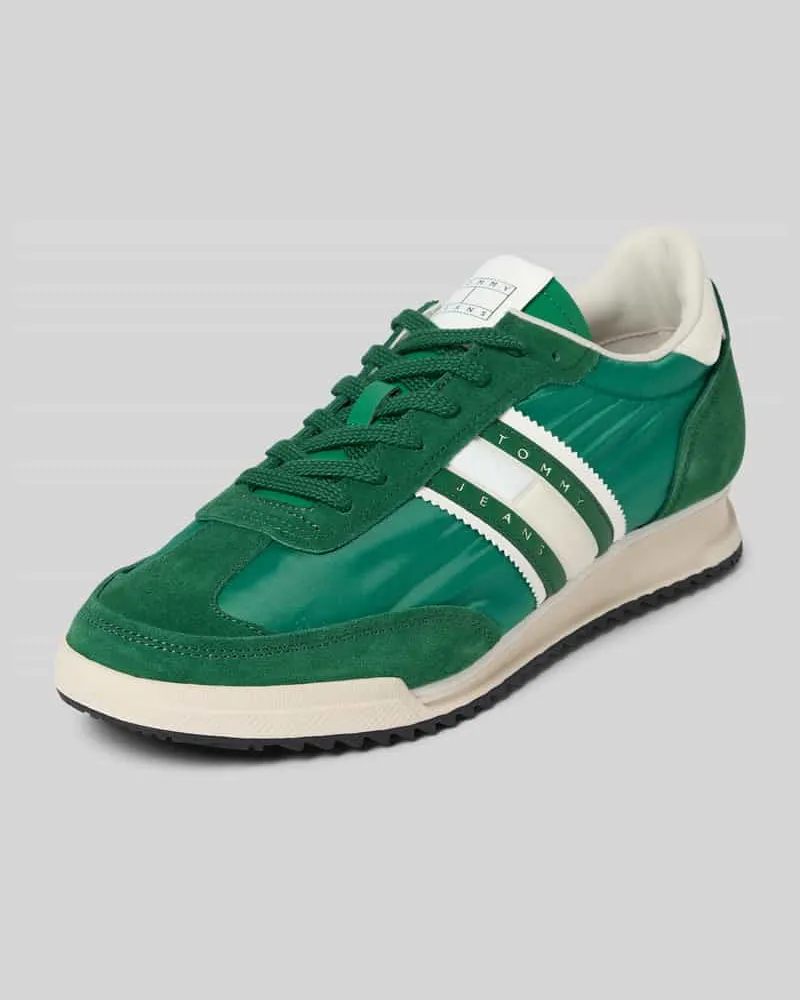 Tommy Hilfiger Ledersneaker mit Label-Schriftzug Modell 'RETRO RUNNER CLEATED Gruen