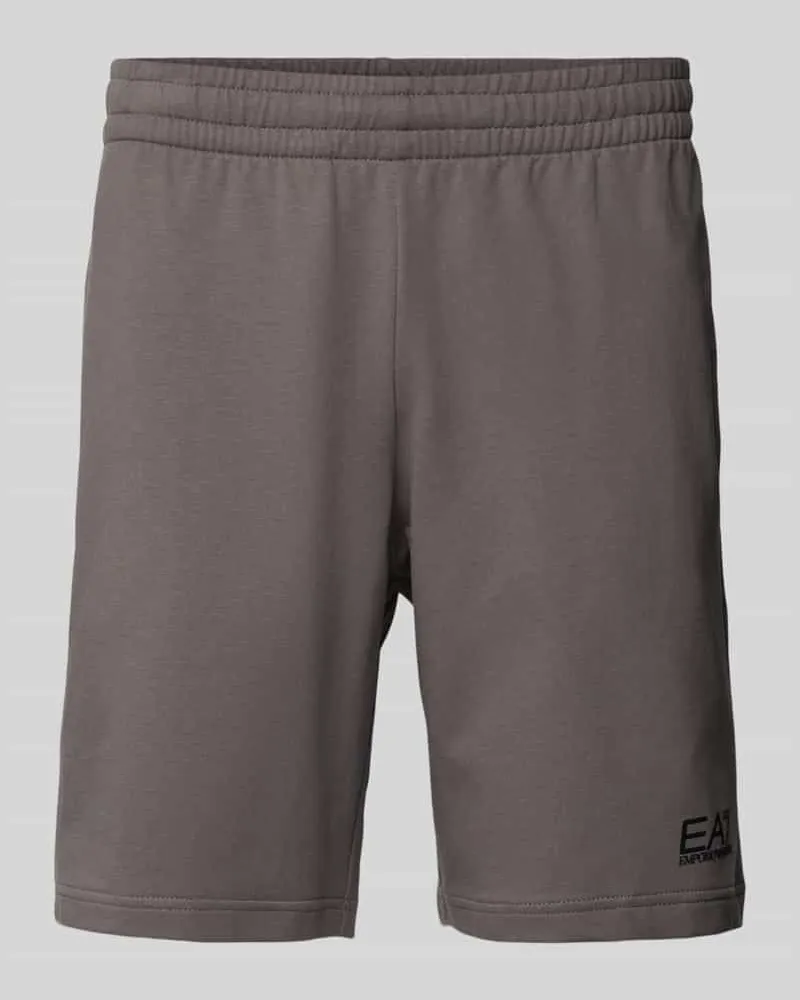 EA7 Sweatshorts mit Label-Print Mittelgrau