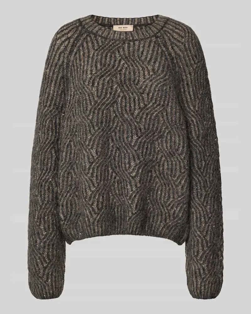 Mos Mosh Strickpullover mit Rundhalsausschnitt Modell 'Unnur Dunkelgrau