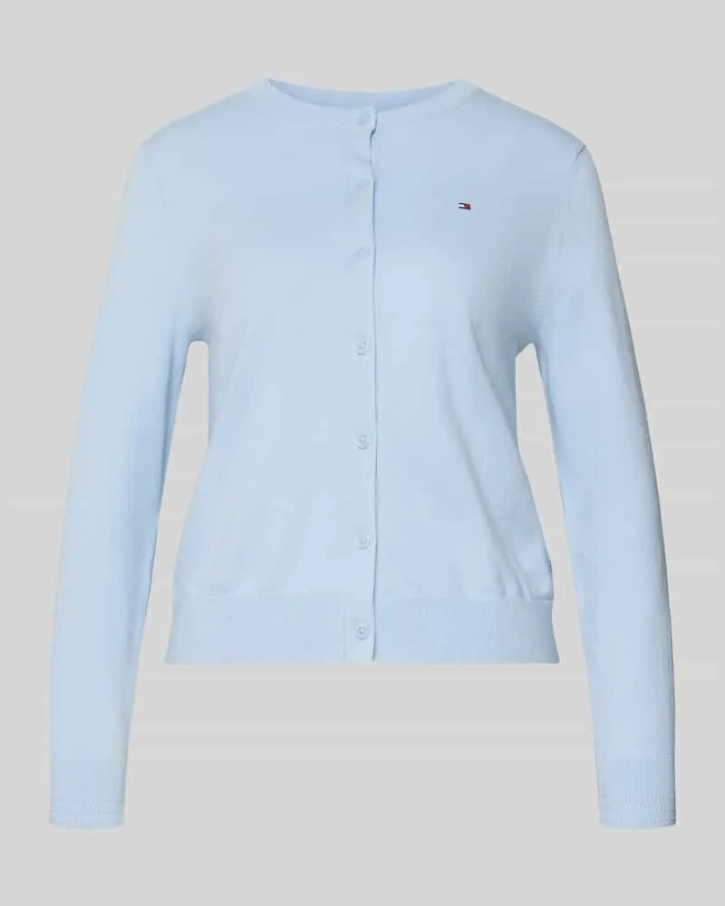 Tommy Hilfiger Regular Fit Strickjacke aus Baumwoll-Mix Hellblau