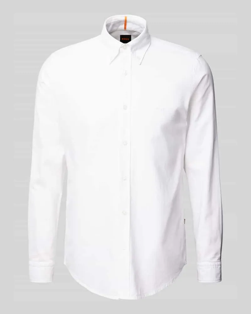 HUGO BOSS Regular Fit Business-Hemd mit Button-Down-Kragen Modell 'Rickert Weiss