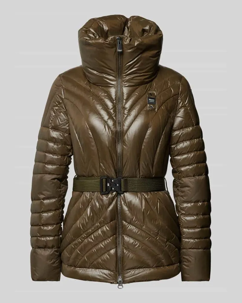 Blauer Steppjacke mit Stehkragen Khaki