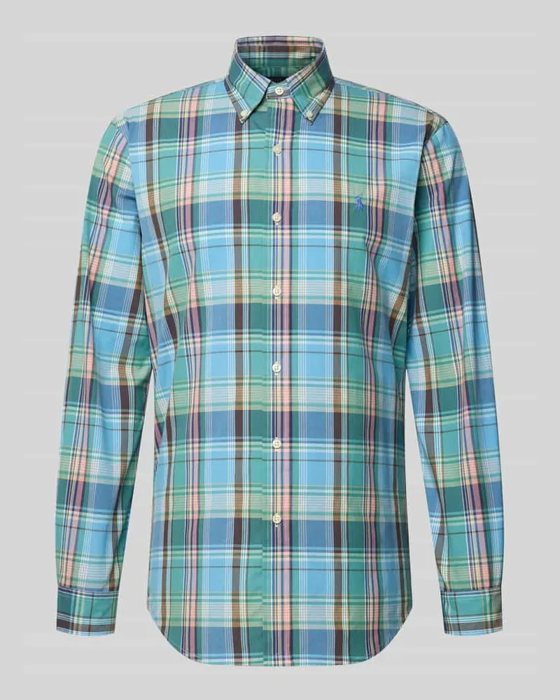 Ralph Lauren Custom Fit Freizeithemd mit Button-Down-Kragen Blau