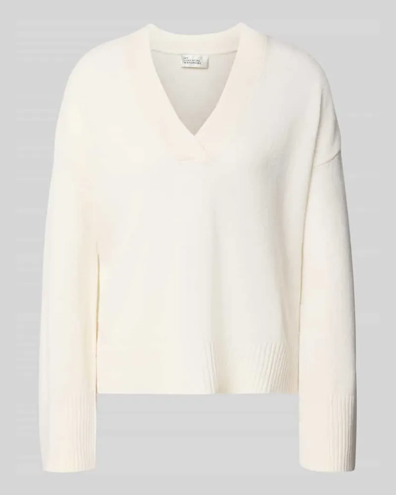 My Essential Wardrobe Strickpullover mit V-Ausschnitt Offwhite