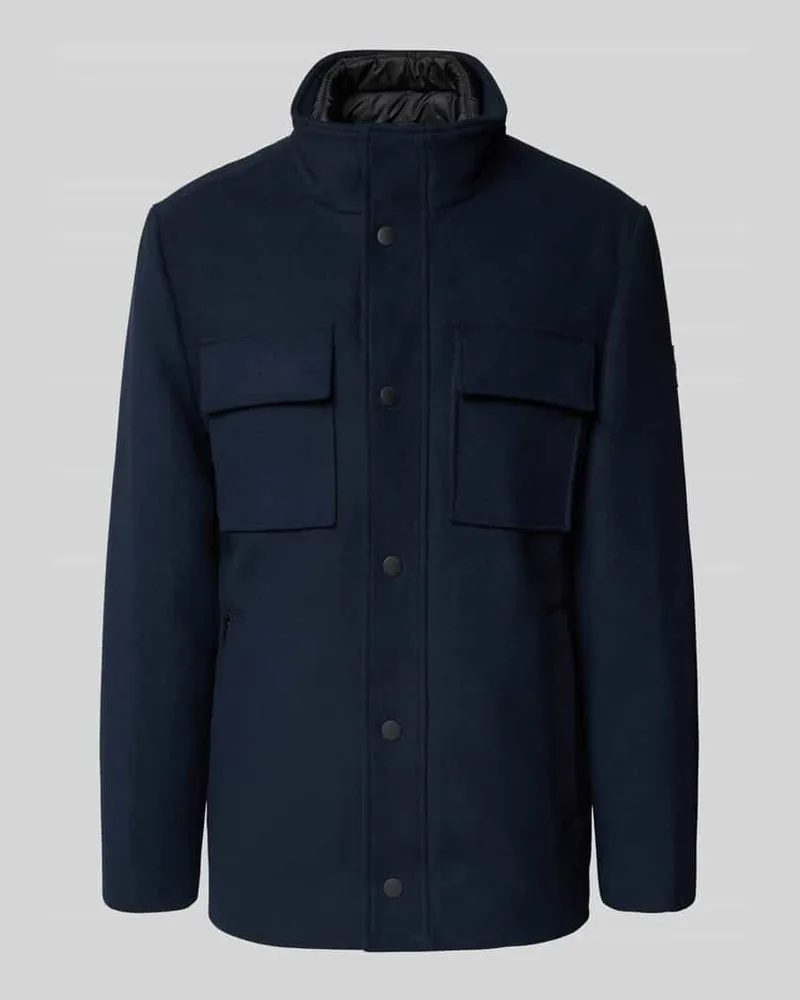 Tom Tailor Regular Fit Wollmantel aus Woll-Mix mit abnehmbarem Innenkragen Dunkelblau