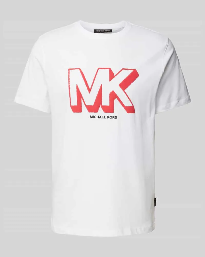 Michael Kors T-Shirt mit Label-Print Modell 'SKETCH MK Weiss