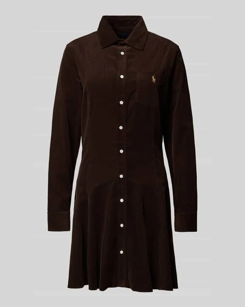 Ralph Lauren Regular Fit Shirt Dress in Cord-Optik Schoko