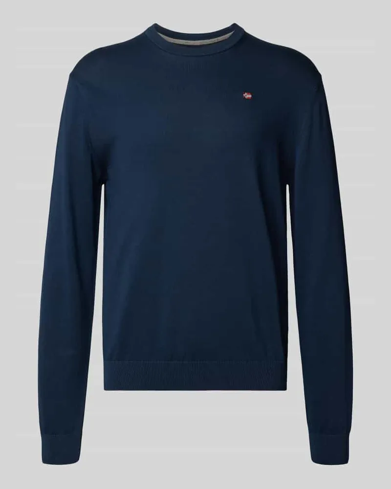 Napapijri Regular Fit Longsleeve mit Logo-Stitching Modell 'Droz Marine