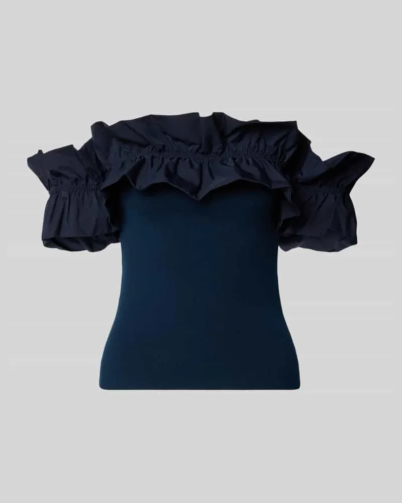Essentiel Slim Fit Blusentop aus Viskose-Mix Modell 'JAQUA Marine