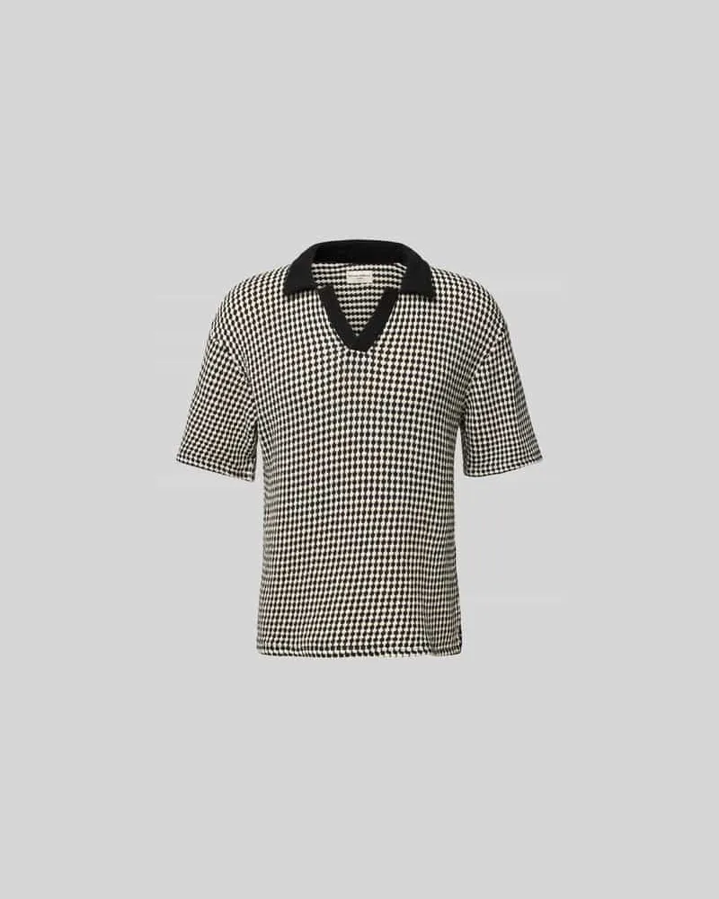 Officine Generale Poloshirt mit gerippten Abschlüssen Black