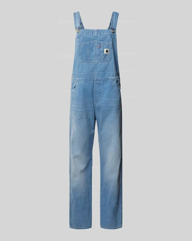 Carhartt WIP Straight Leg Latzhose mit Label-Patch Jeansblau