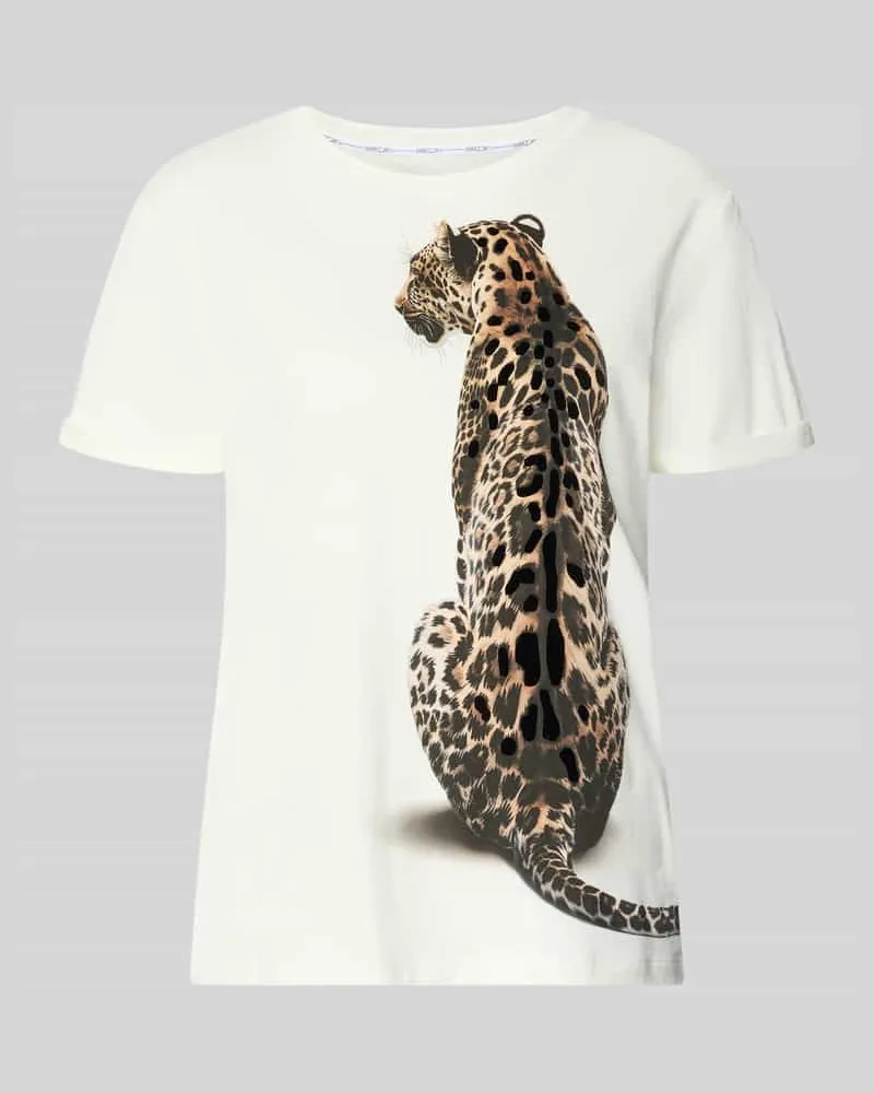 Marc Cain T-Shirt mit großem Leopardenmotiv Offwhite