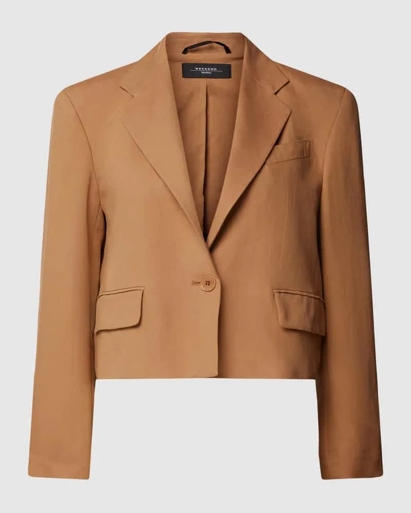 Max Mara Regular Fit Blazer aus Viskose-Leinen-Mix Modell 'CANTICO Cognac