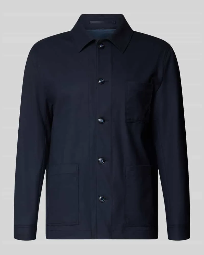 Roy Robson Regular Fit Hemdjacke mit Viskose-Anteil Marine