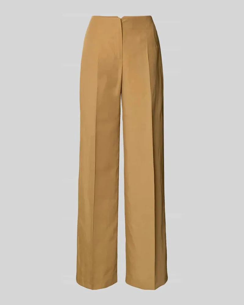 JAKE*S Flared Stoffhose mit Bügelfalten Senf