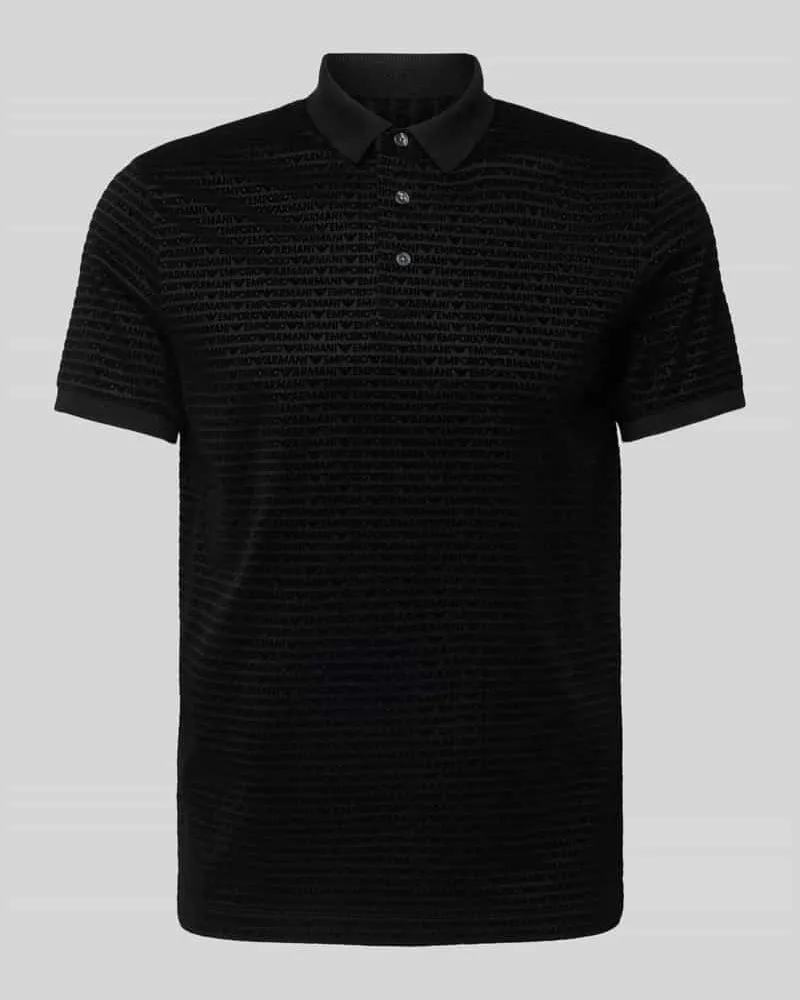 Emporio Armani Regular Fit Poloshirt mit Label-Print Black
