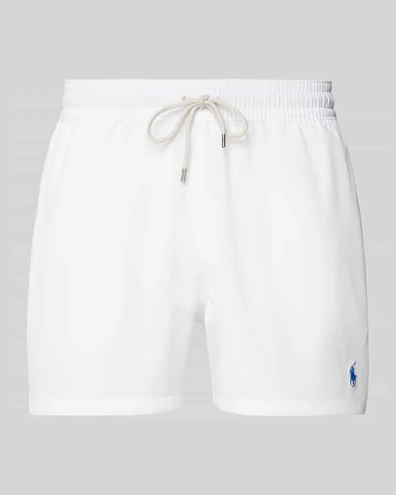 Ralph Lauren Badehose mit Logo-Stitching Modell 'TRAVELER Weiss