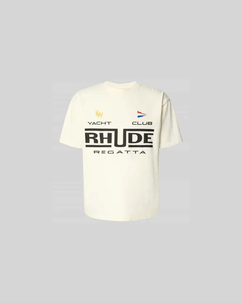 RHUDE Relaxed Fit T-Shirt mit Logo-Print Beige