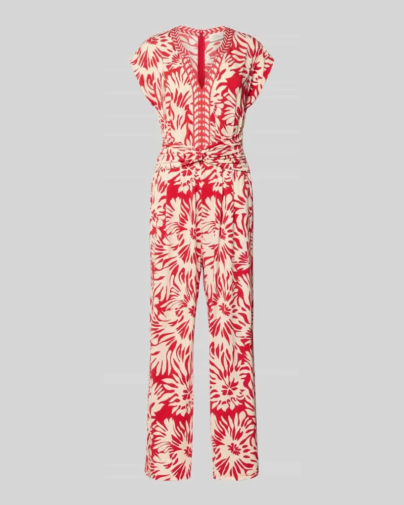 Vera Mont Jumpsuit mit V-Ausschnitt und Eingrifftaschen Rot