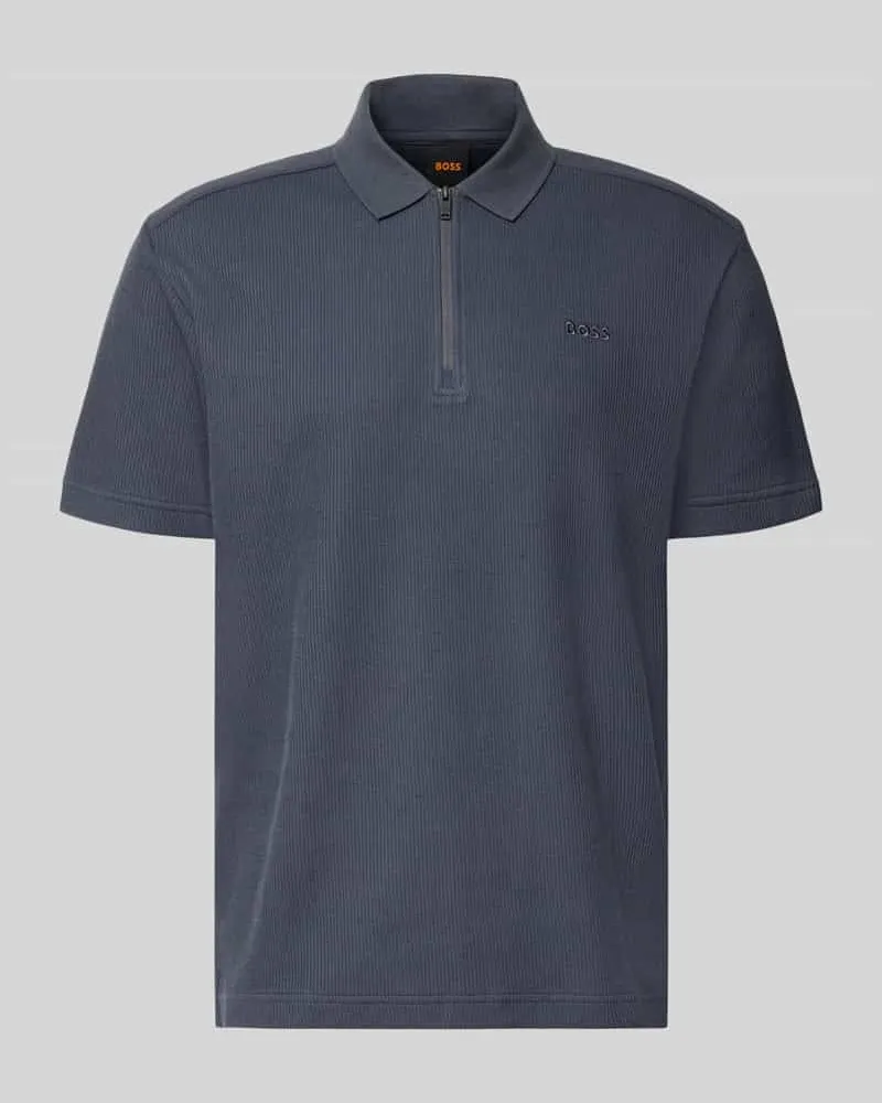 HUGO BOSS Regular Fit Poloshirt aus reiner Baumwolle Modell 'Pe_RibNylon Marine