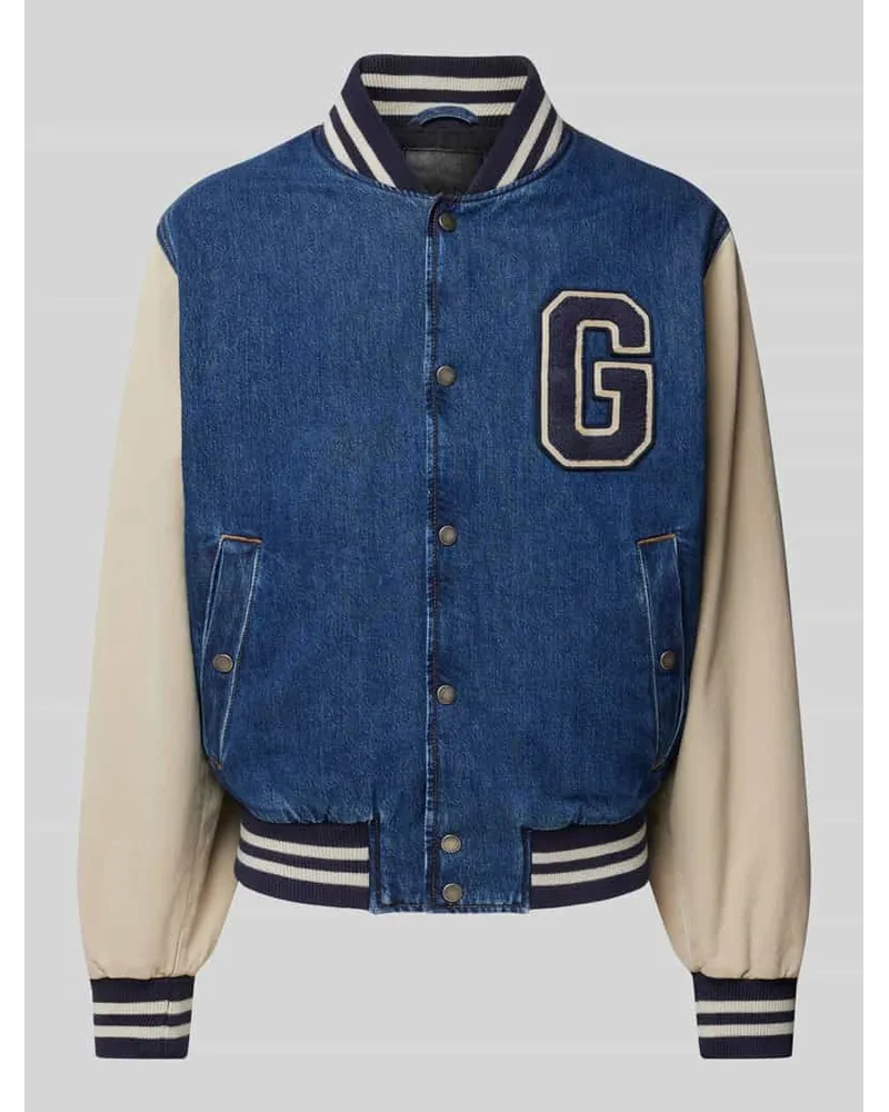 Gant College-Jacke in Denim-Optik Modell 'DENIM VARSITY Jeansblau