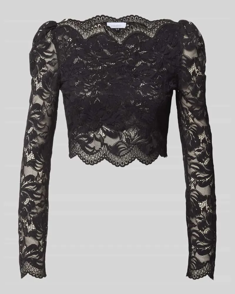 Paco Rabanne Cropped Langarmbluse aus Spitze Black