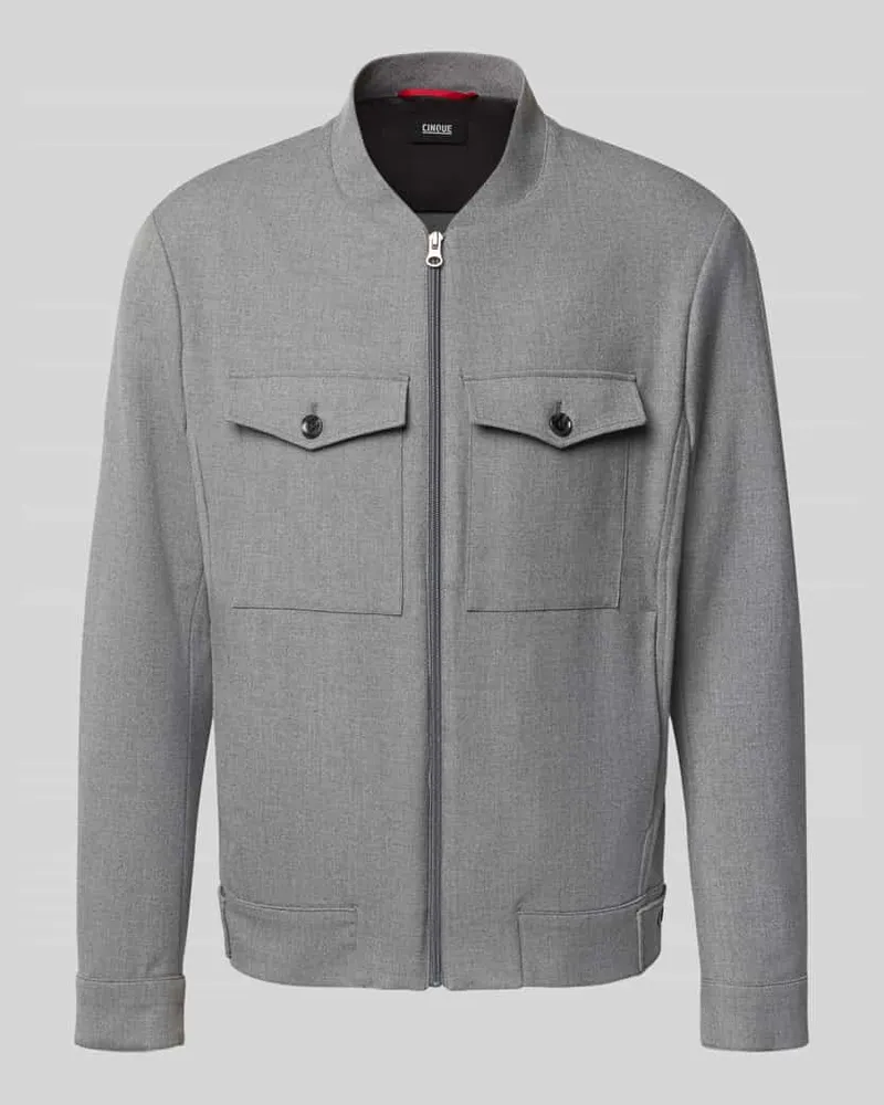 cinque Jacke mit Stehkragen und Brusttaschen Hellgrau