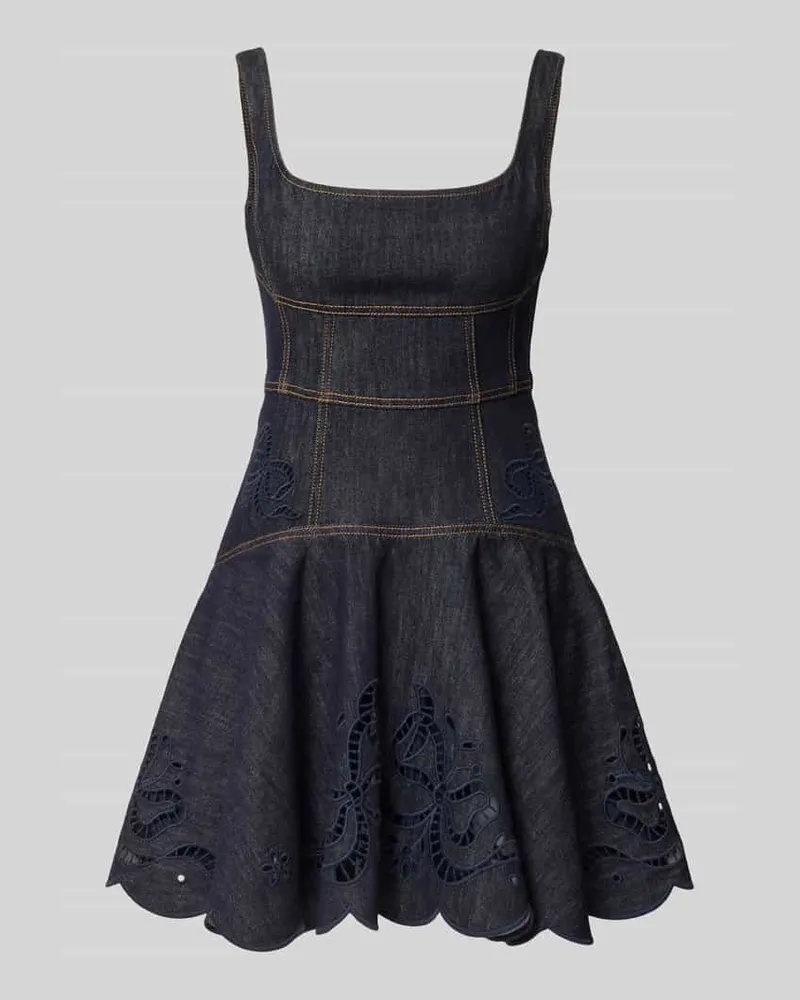 Self-Portrait Minikleid in Denim-Optik Blau