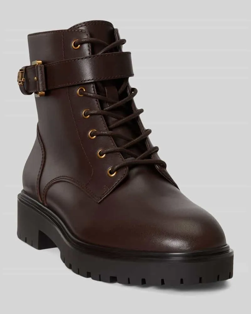 Ralph Lauren Schnürstiefel aus echtem Leder Dunkelbraun