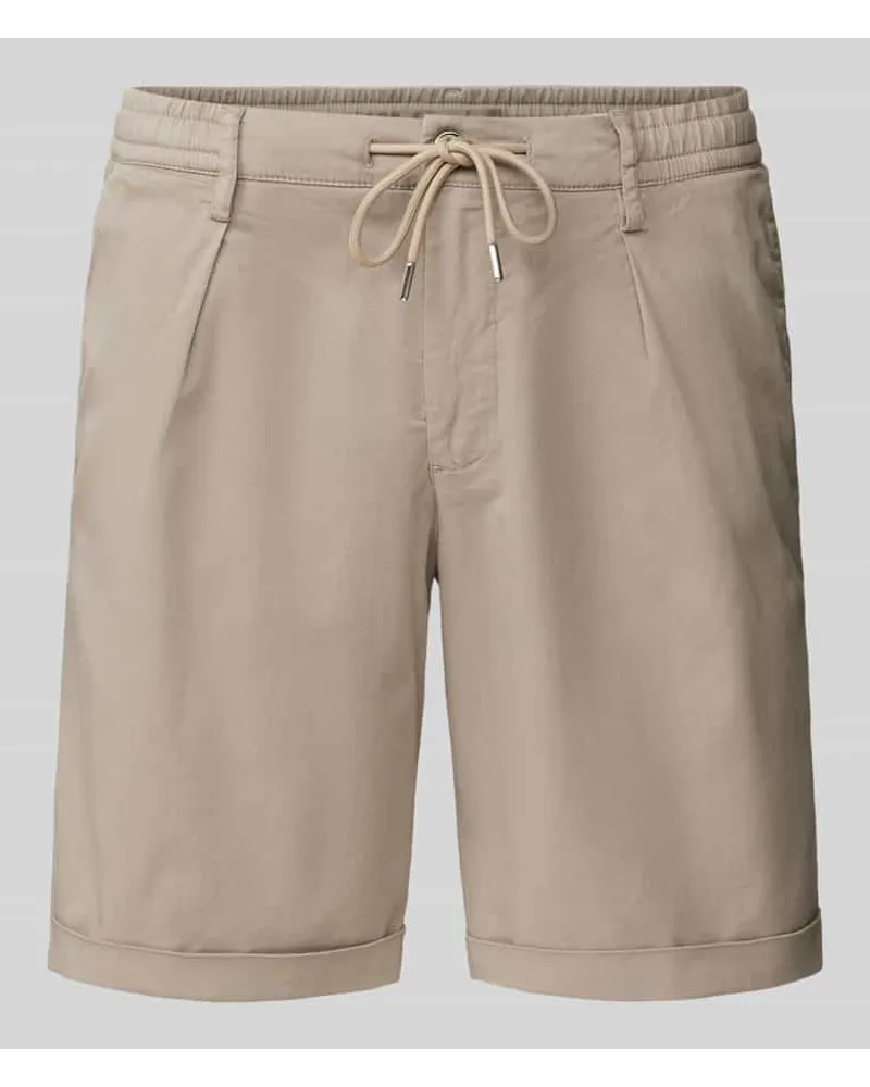 Profuomo Bermudas in unifarbenem Design mit Tunnelzug Beige