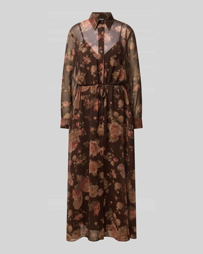 Ralph Lauren Ausgestelltes Maxikleid mit Taillenzugband Mittelbraun