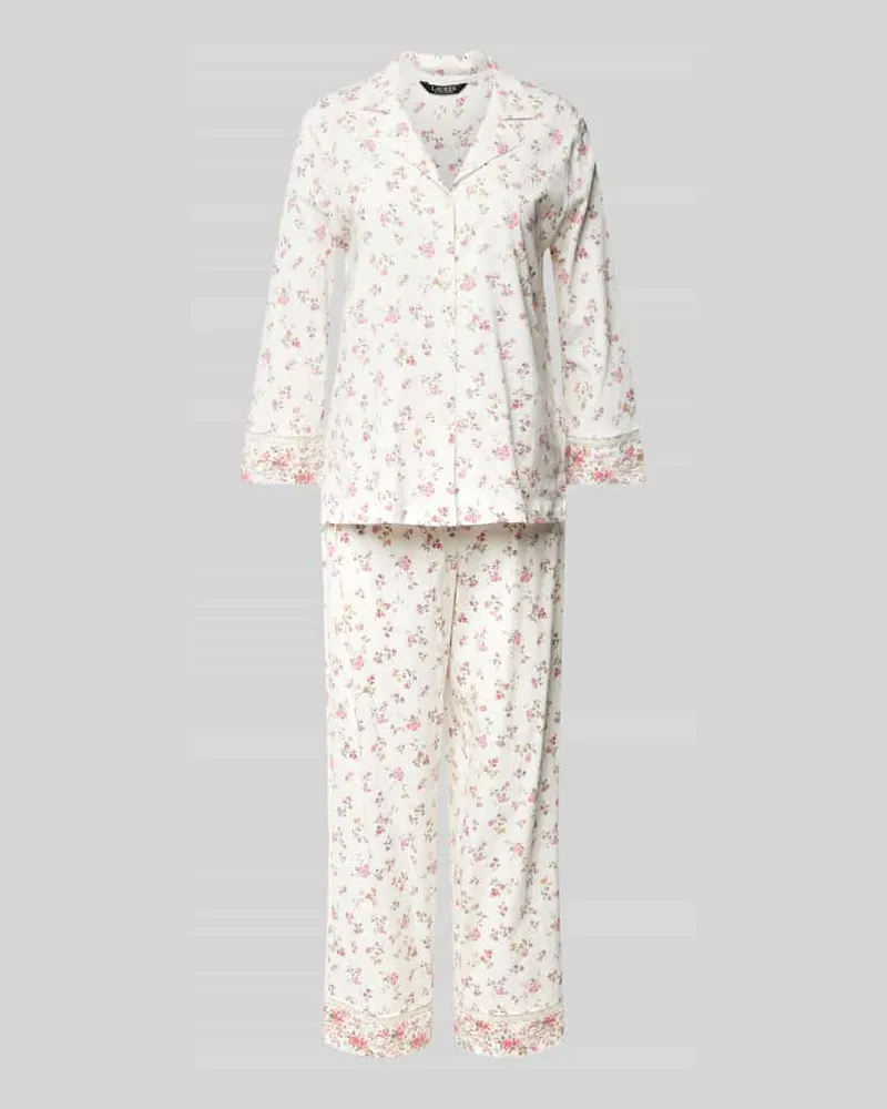Ralph Lauren Pyjama mit Resortkragen Offwhite