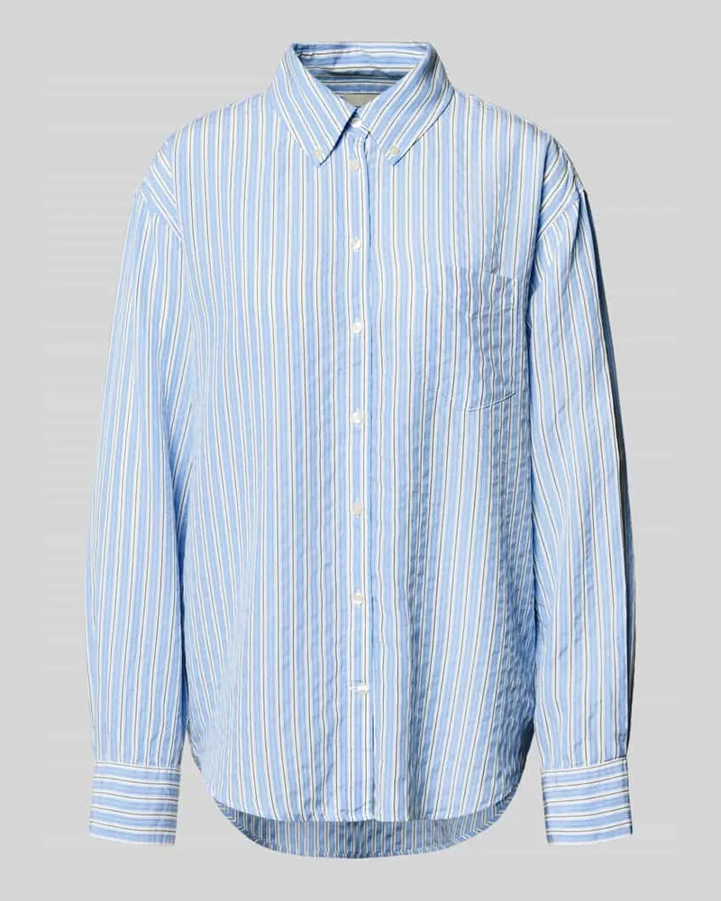 Gant Relaxed Fit Bluse aus Lyocell mit Button-Down-Kragen Hellblau