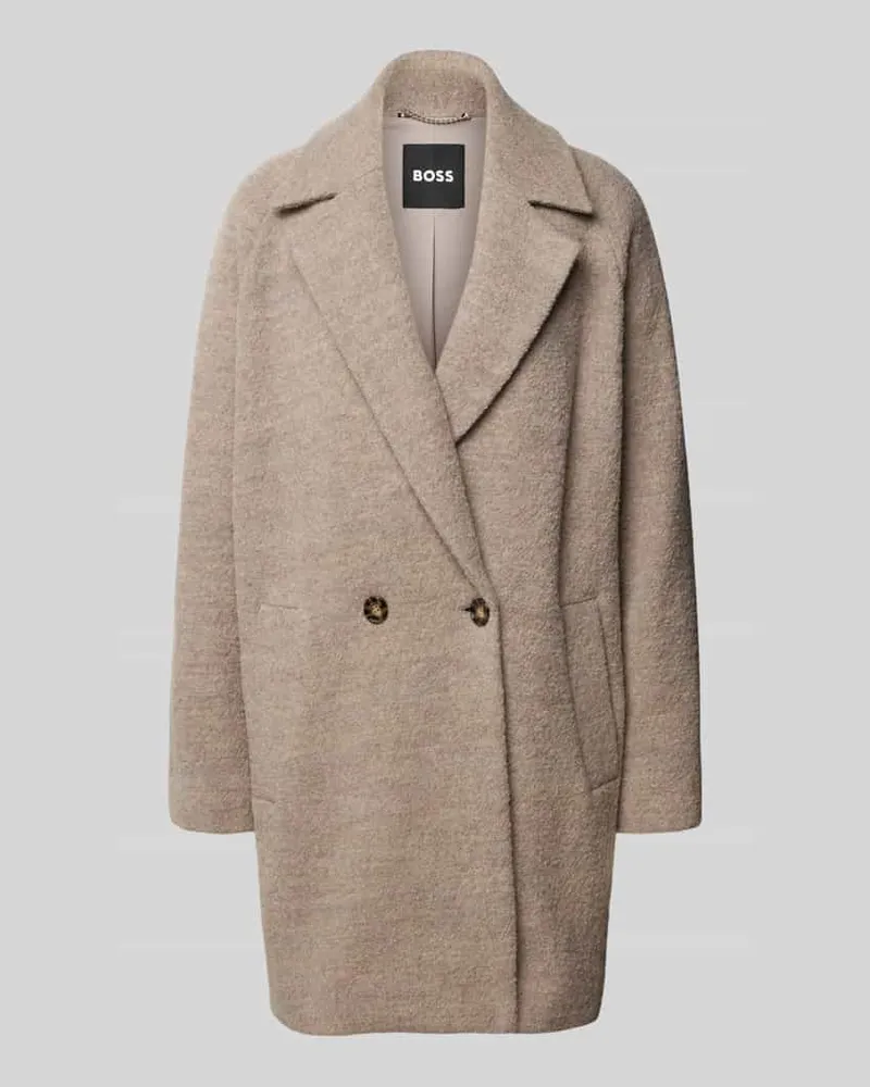 HUGO BOSS Wollmantel mit Reverskragen Modell 'CALODINO2 Hellgrau