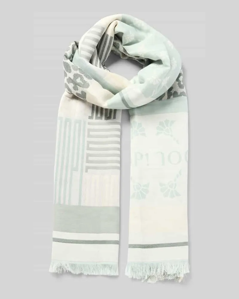JOOP! Schal mit Label-Details und Fransen Modell 'Ailis Aqua