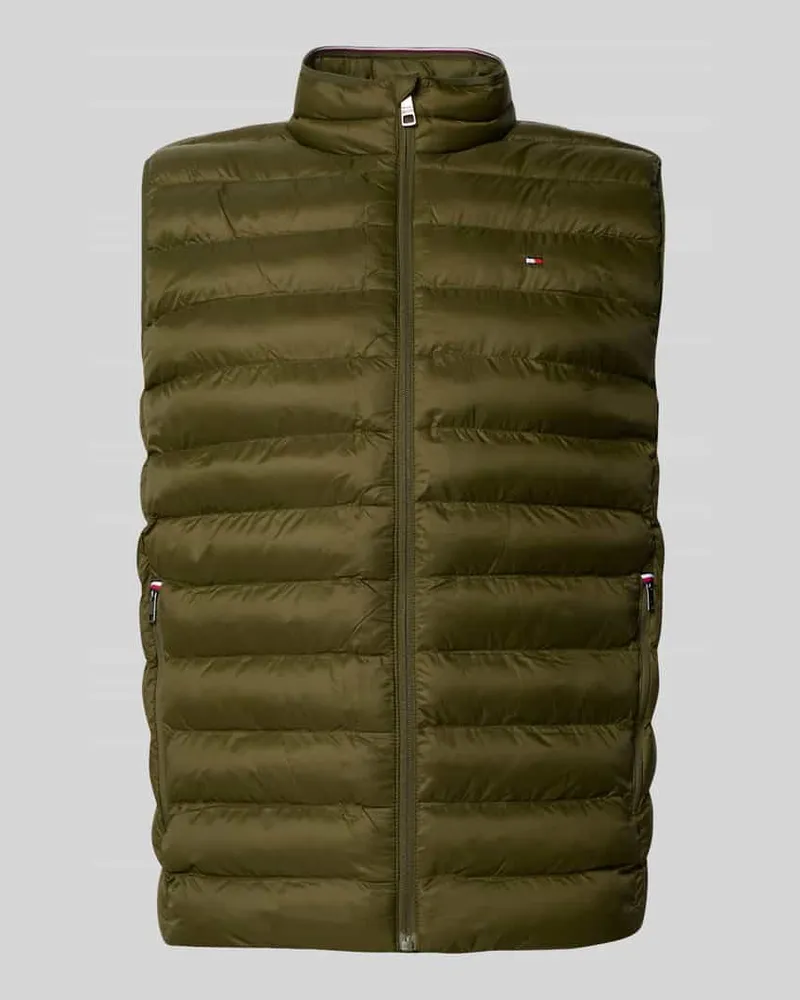 Tommy Hilfiger Regular Fit Steppweste mit Logo-Stitching Gruen