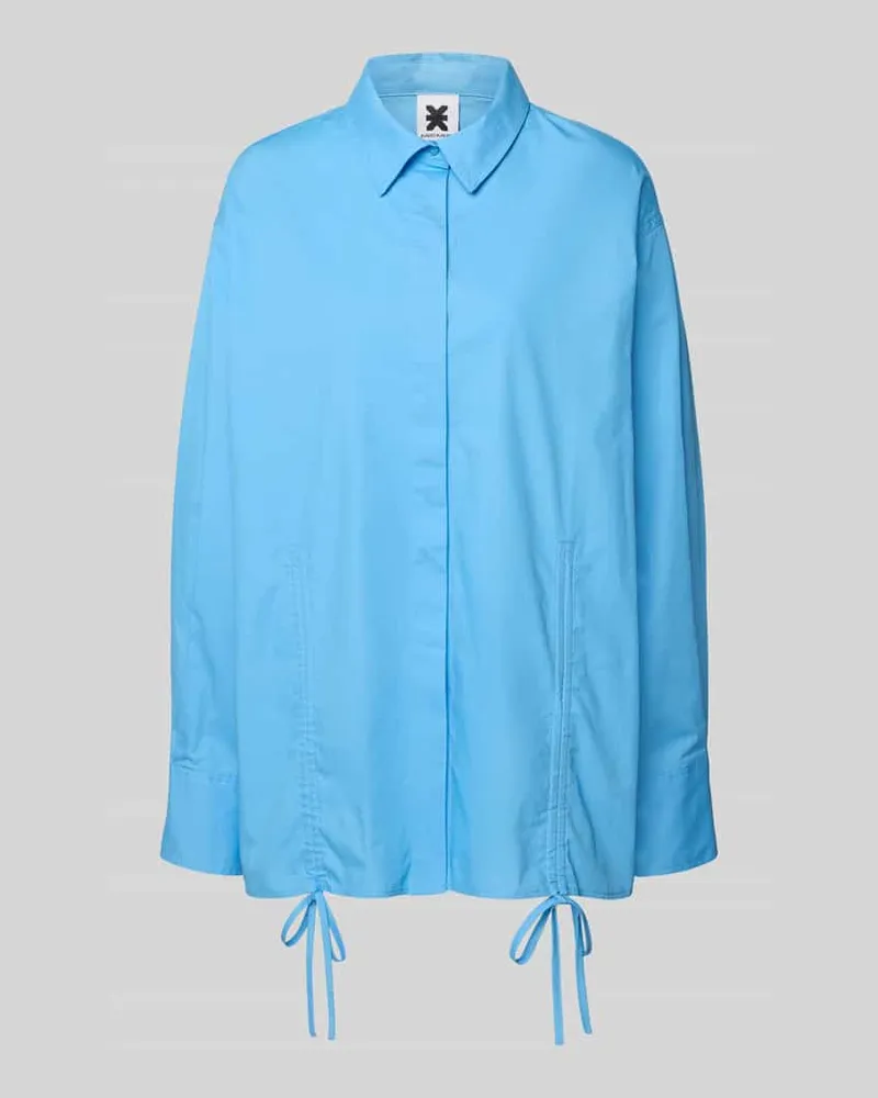 Karo Kauer Oversized Bluse mit Kordelzug und verdeckter Knopfleiste Blau