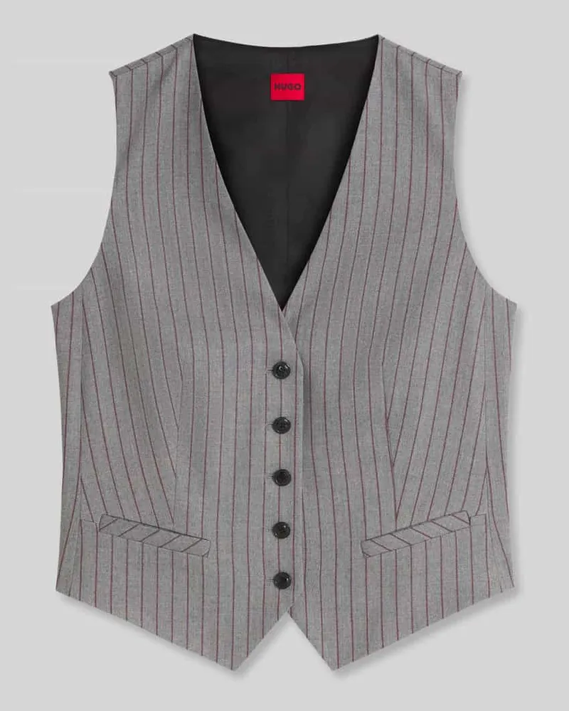 HUGO BOSS Slim Fit Weste aus Viskose-Mix Mittelgrau