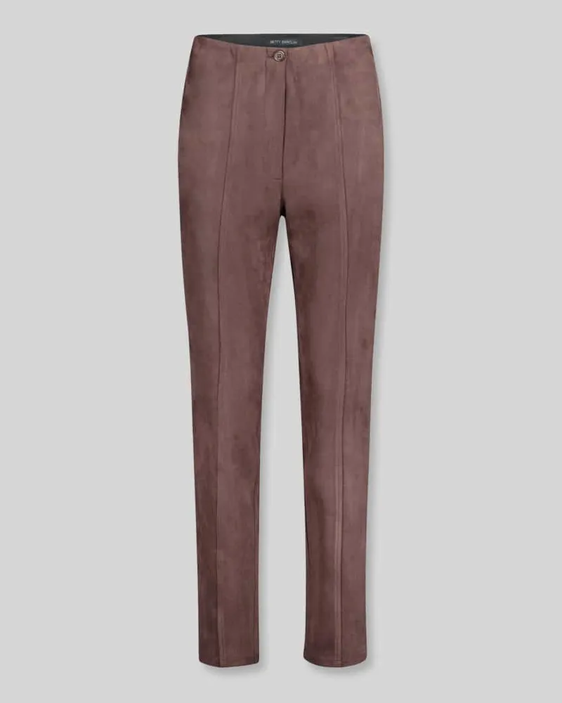 Betty Barclay Kunstlederhose mit Logo-Detail Dunkelbraun