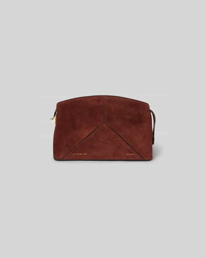 Victoria Beckham Clutch mit Logo-Prägung Dunkelbraun