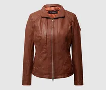 Lederjacke mit variablem Stehkragen