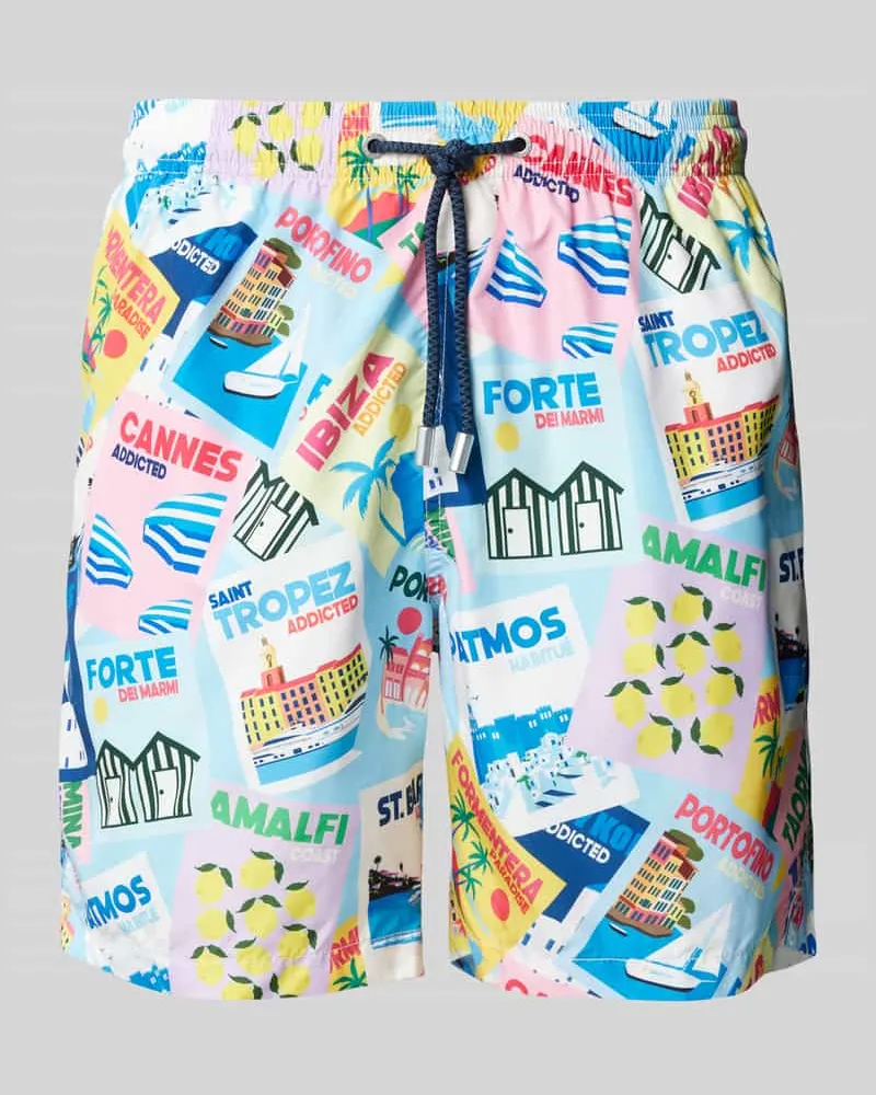 MC2 Saint Barth Regular Fit Badeshorts mit Tunnelzug Modell 'LIGHTING Blau