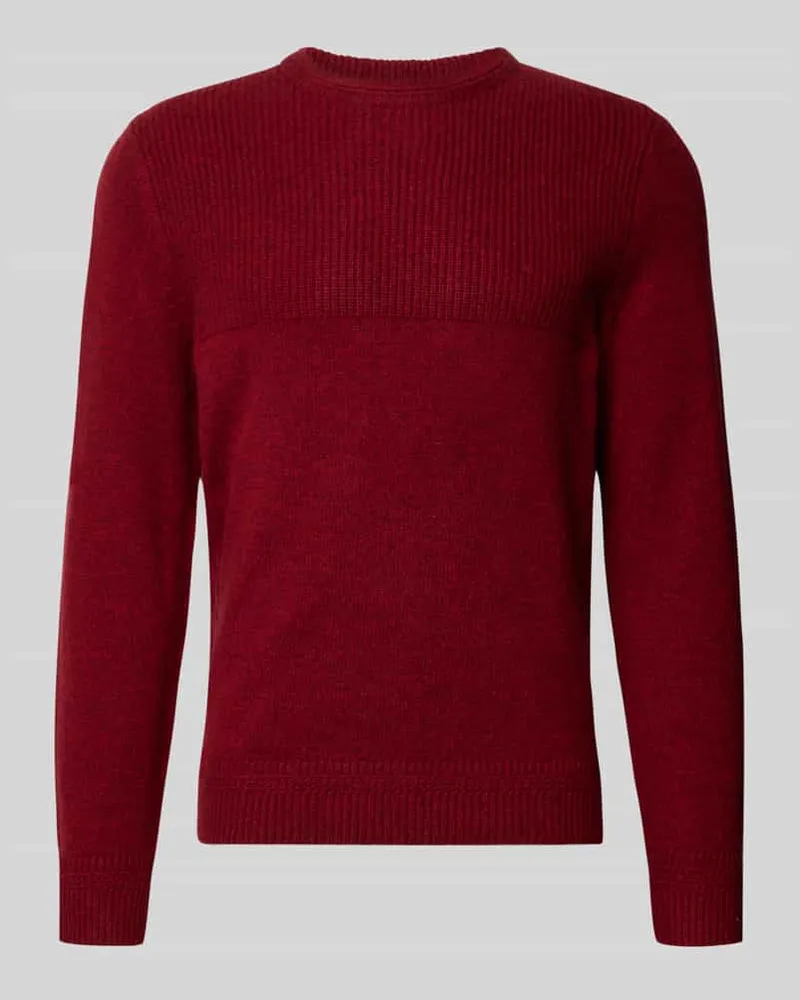 Brax Strickpullover mit gerippten Abschlüssen Modell 'RICK Bordeaux