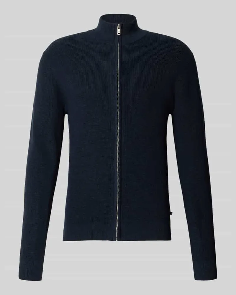 Matinique Slim Fit Strickjacke mit Stehkragen Modell 'Alagoon Dunkelblau