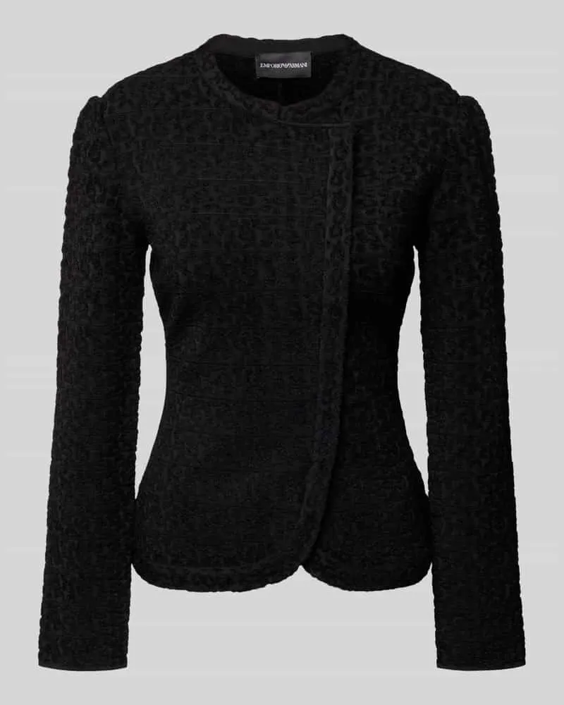 Emporio Armani Slim Fit Blazer aus Viskose-Mix mit Puffärmeln Black