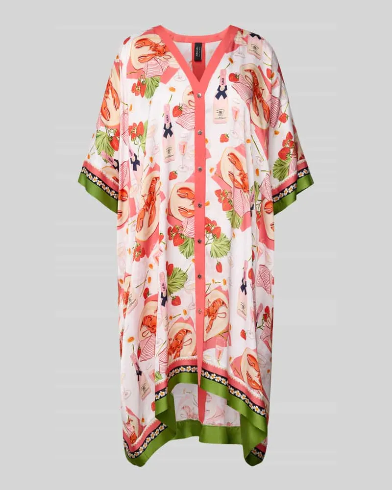 Marc Cain Knielanges Kleid mit durchgehender Knopfleiste Koralle