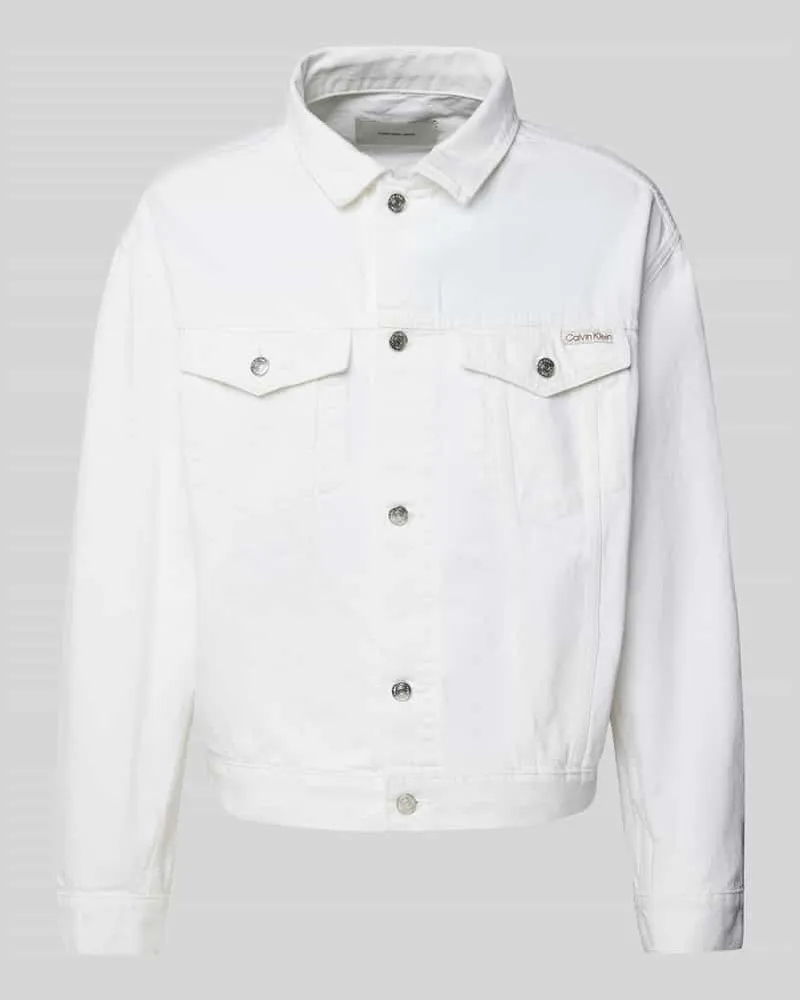 Calvin Klein Jeansjacke mit Label-Patch Weiss